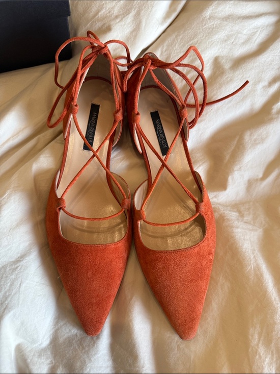 Marina Rinaldi Shoes - MARINA RINALDI LIGNANO FLAT Suede Pointed Lace-Up Flats NWB- 9 (39) burn orange